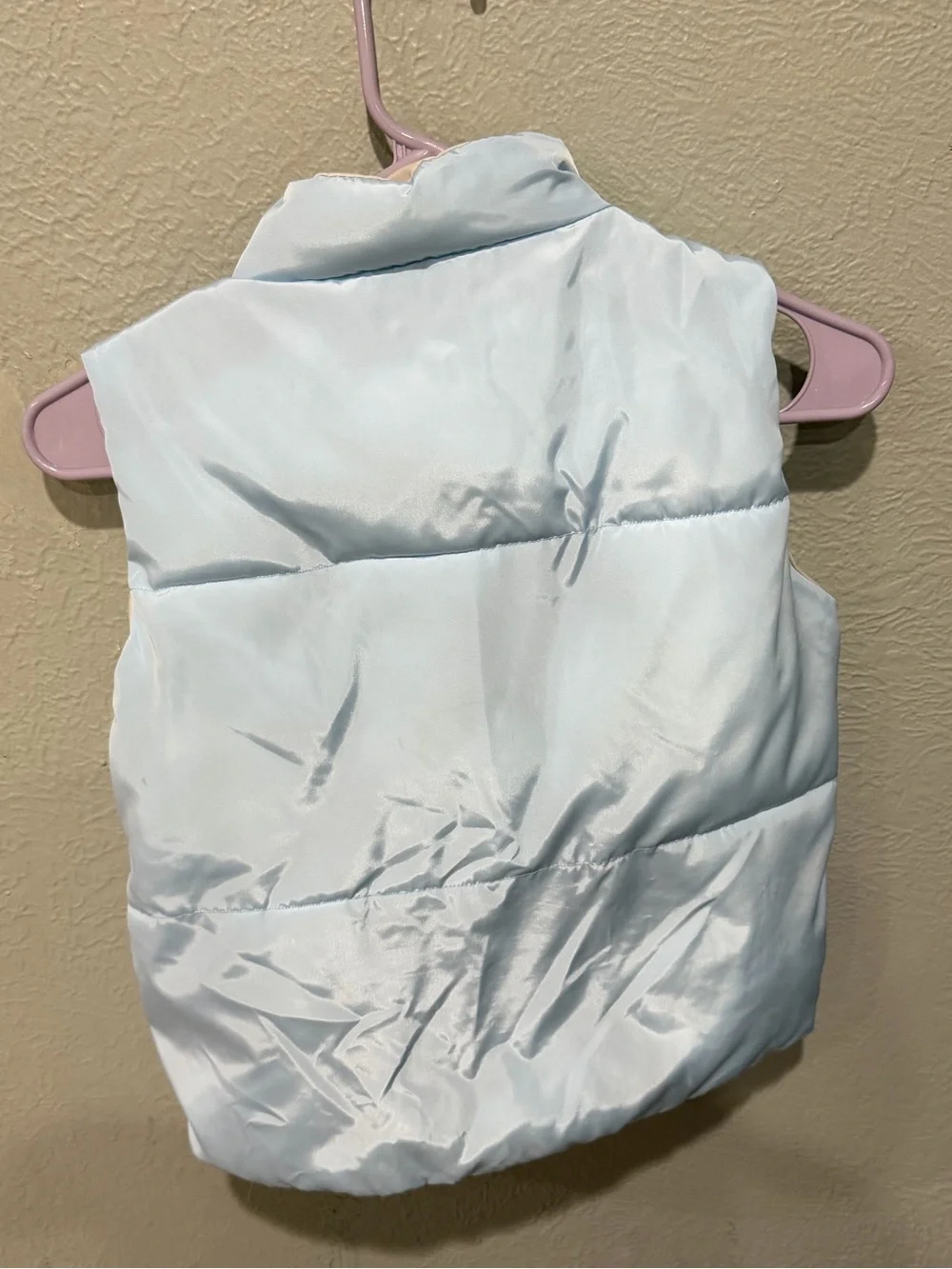 Kids Reversible Puffer Vest in Light Blue and Cream
